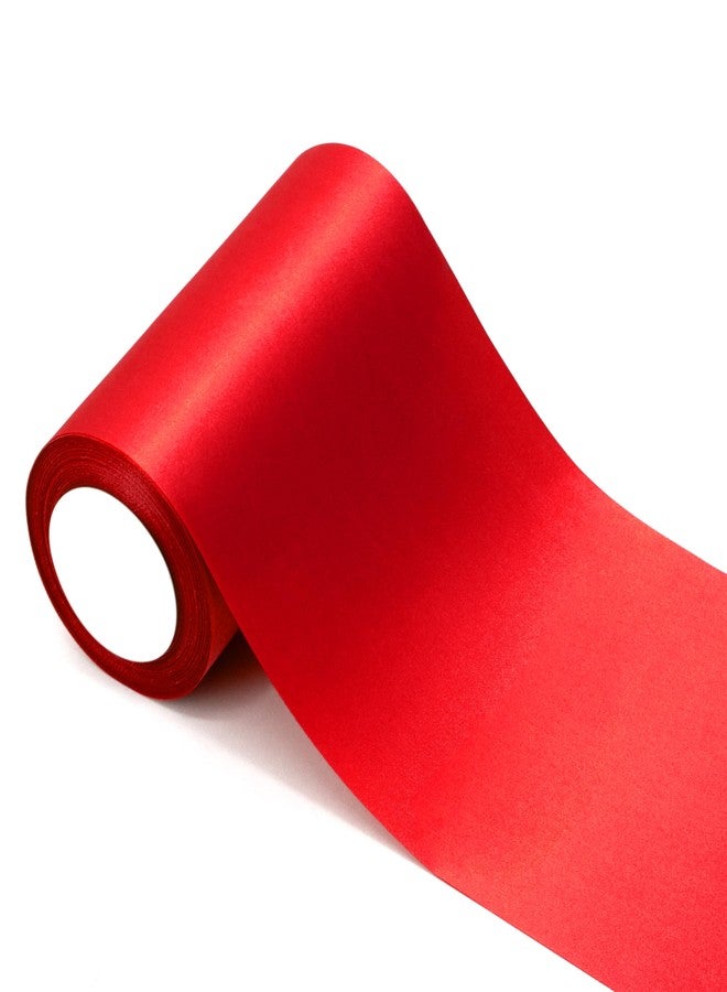 ADVcer 6 inch Christmas Red Satin Ribbon, 24 yard Long Solid Fabric Ribbon for Christmas Wedding Decoration, Grand Opening Ceremony, Gift Wrapping, Craft Car Door Bow, Chair Sash, Indoor Outdoor Party - Image 1